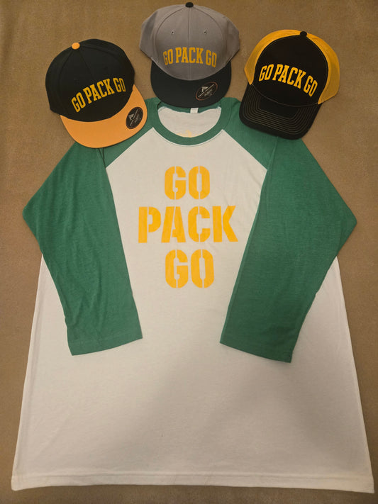 Go Pack Go 3 Quarter Sleeve Baseball Unisex Tee
