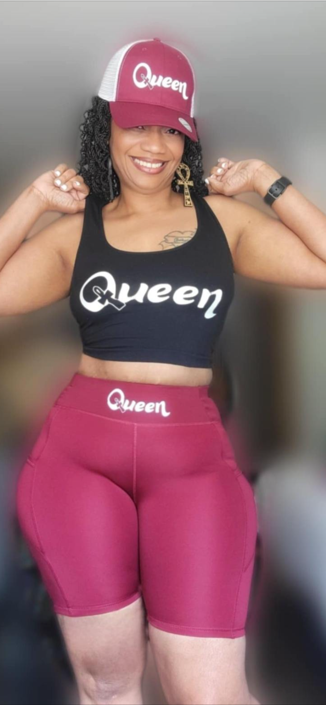 Queen Snapback Cap (Burgundy & White)