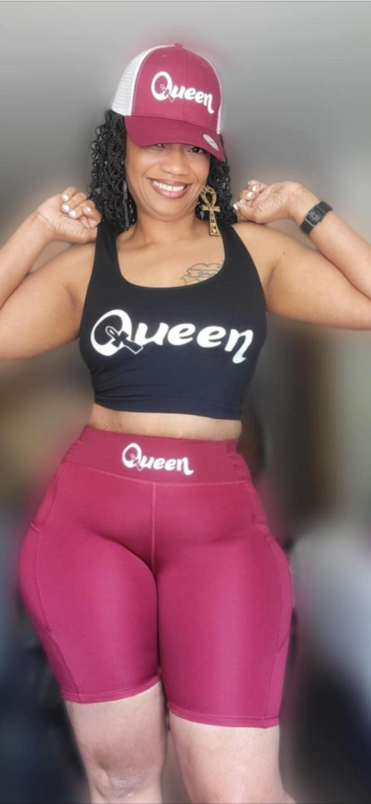 Queen Snapback Cap (Burgundy & White)