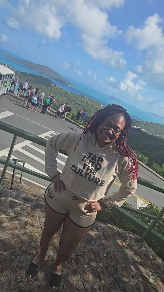 BullCrab Slogan Cropped-Hoodie Short Set